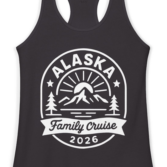 Alaska Family Cruise 2026 Mountain Nature Adventure Shirt — Ladies Tank Tank Top – Alaska Cruise Shirts Close Up
