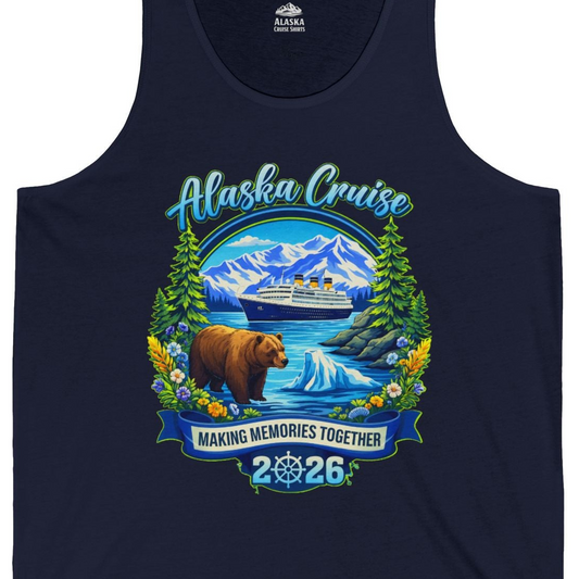 Alaska Cruise 2026 Family tank top Tank Top – Navy – Alaska Cruise Shirts Close Up