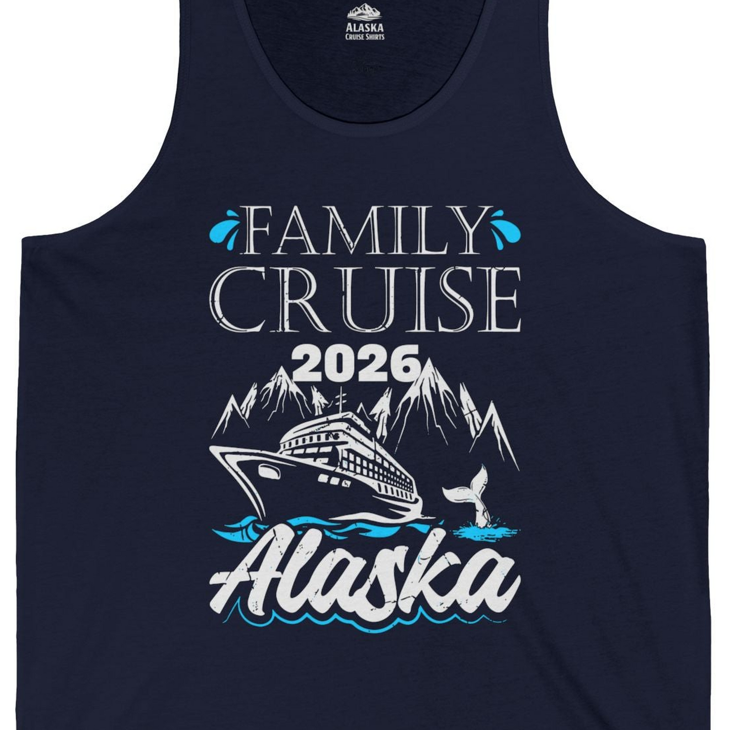 Alaska Family Cruise Shirt Tank Top – Navy – Alaska Cruise Shirts Close Up