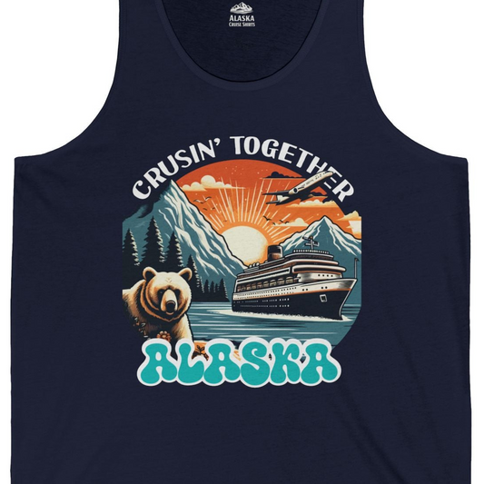 Alaska Cruise Shirt Tank Top – Navy – Alaska Cruise Shirts Close Up
