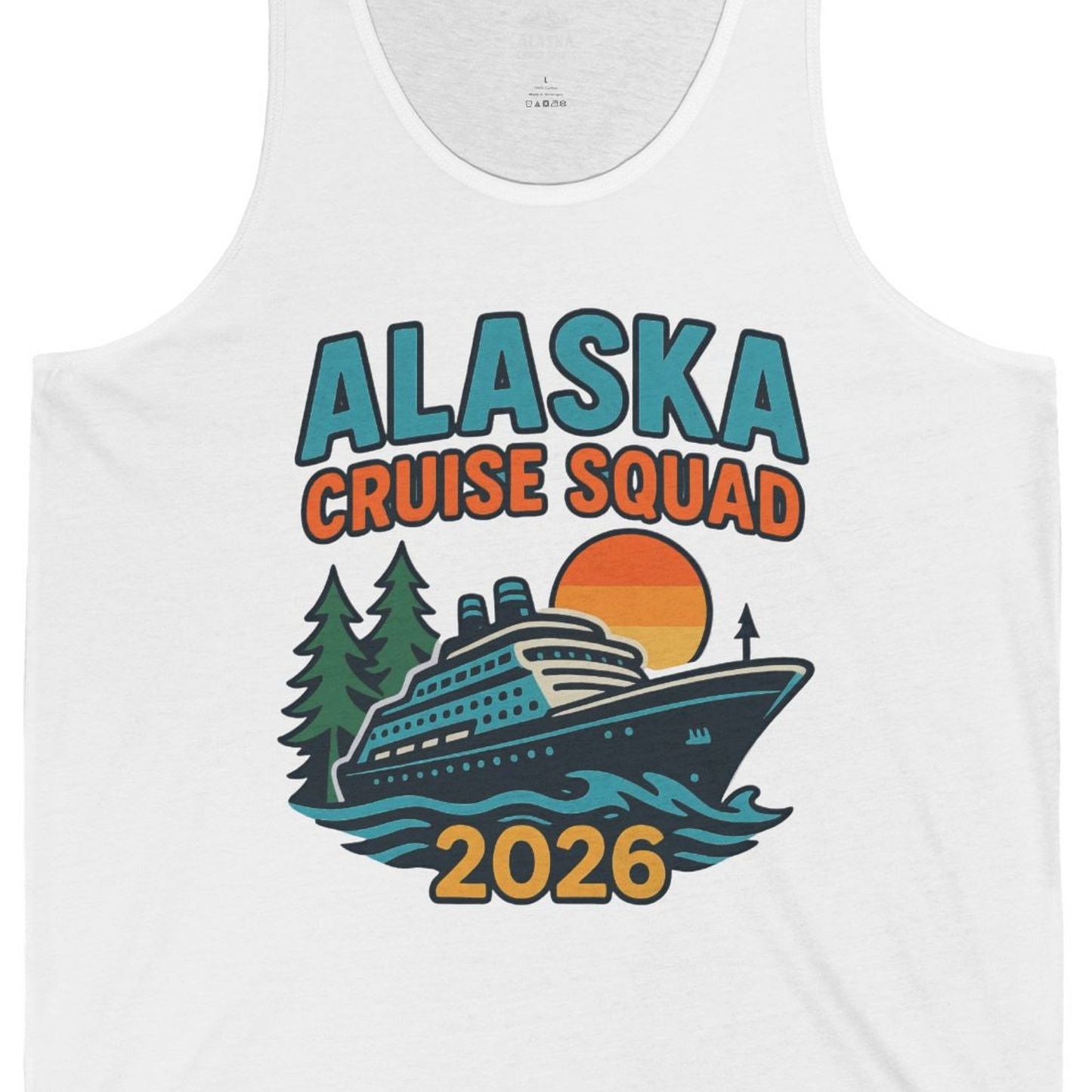 Alaska Cruise Squad Shirt Tank Top – White – Alaska Cruise Shirts Close Up