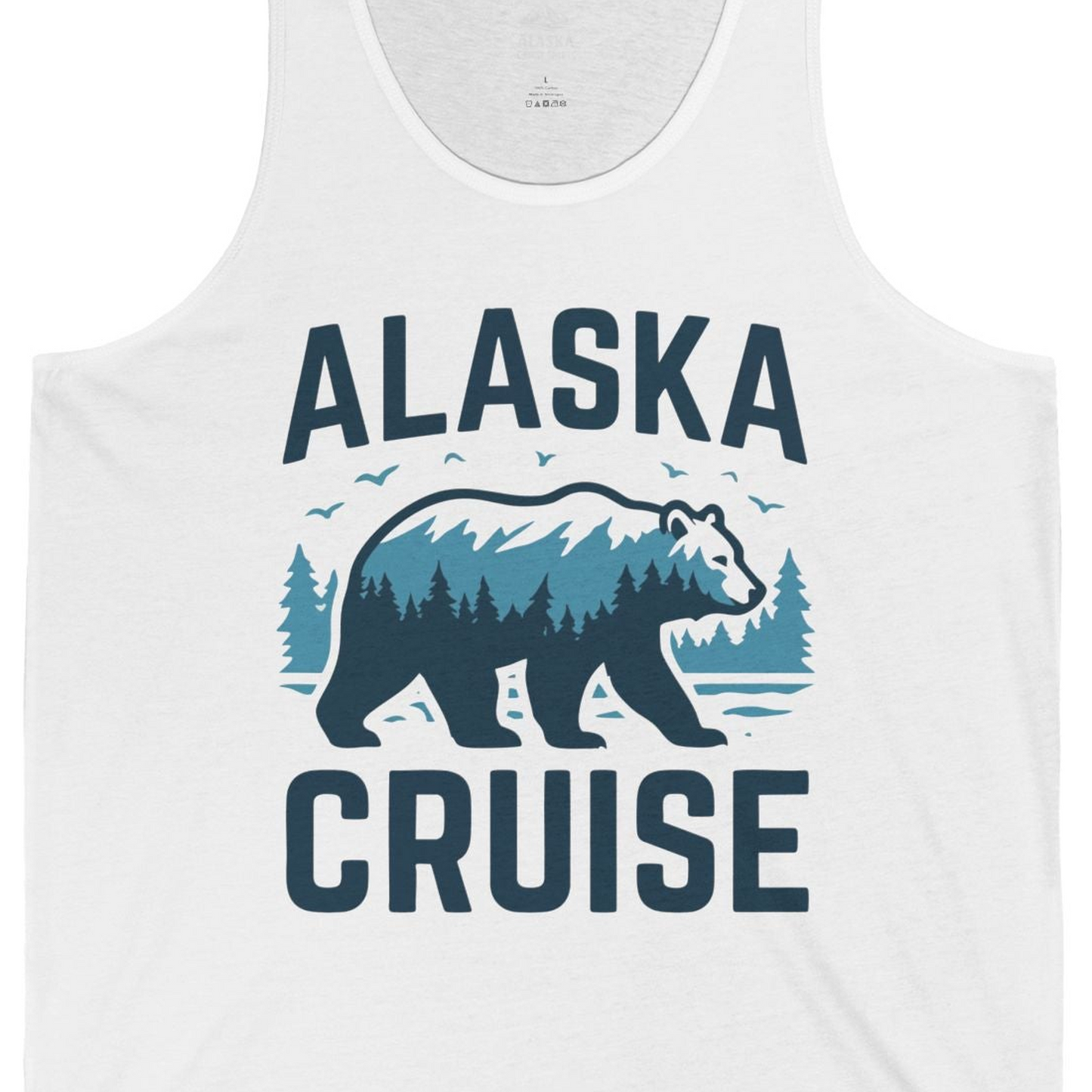 Alaska Cruise Shirt Bear Silhouette Forest Wildlife Nature Tee — Tank Top Tank Top – White – Alaska Cruise Shirts Close Up
