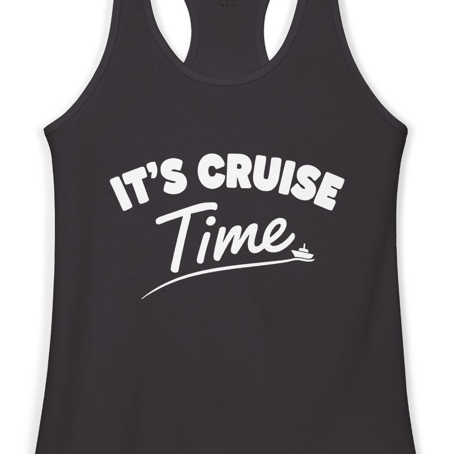 Fun Cruise Time Vacation Shirt for Cruise Lovers and Groups — Ladies Tank Tank Top – Black – Alaska Cruise Shirts Close Up