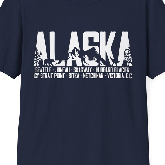 Alaska Cruise Silhouette Wildlife Destinations Shirt Seattle Juneau — T-Shirt T-Shirt – Alaska Cruise Shirts Close Up