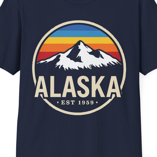 Alaska Vintage Mountain Sunset Shirt T-Shirt – Alaska Cruise Shirts Close Up