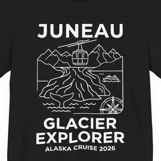 Juneau Glacier Explorer Alaska Cruise 2026 Adventure Shirt — Premium Tee T-Shirt – Alaska Cruise Shirts Close Up
