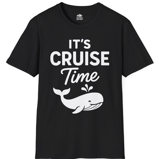 It's Cruise Time Whale Graphic Vacation Cruise Shirt — T-Shirt T-Shirt – Black – Alaska Cruise Shirts