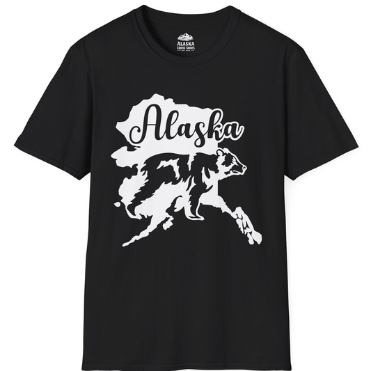 Alaska Bear Silhouette Shirt - Bold Wilderness Wildlife Graphic Tee T-Shirt – Black – Alaska Cruise Shirts
