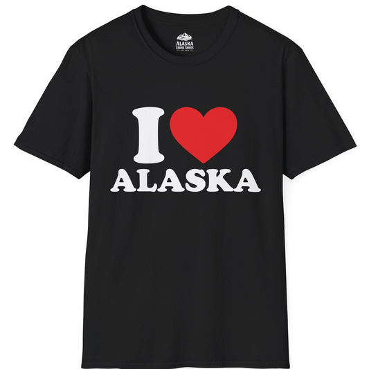 I Love Alaska Shirt - Bold Heart Graphic Retro Alaska Cruise Tee T-Shirt – Black – Alaska Cruise Shirts