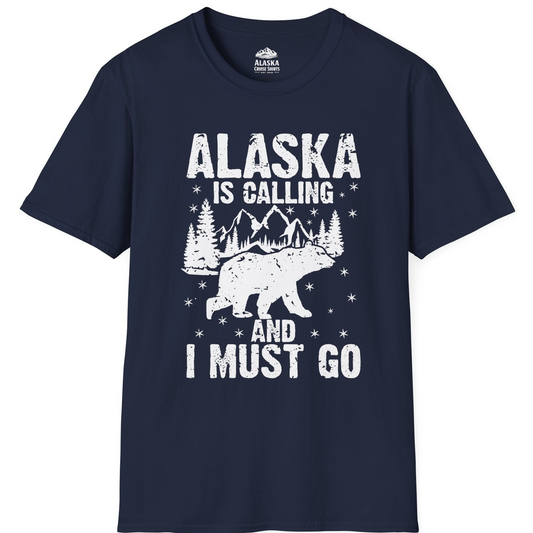 Alaska Is Calling Bear Mountain Wilderness Adventure Vintage Shirt T-Shirt – Navy – Alaska Cruise Shirts