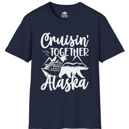 Alaska Cruise Adventure Shirt - Cruisin Together Bear Mountains Scene T-Shirt – Navy – Alaska Cruise Shirts