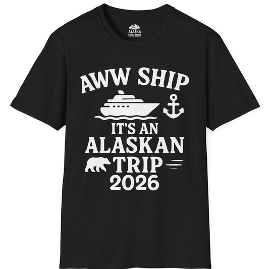 Alaska Cruise Shirt - Alaskan Trip 2026 Ship Anchor Bear Family Tee T-Shirt – Black – Alaska Cruise Shirts