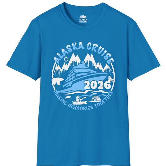 Alaska Cruise 2026 Shirt - Family Adventure Wildlife Nature Graphic Tee T-Shirt – Sapphire – Alaska Cruise Shirts