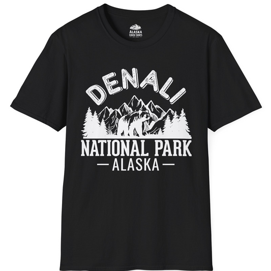 Denali National Park Bear Mountains Vintage Alaska Nature Shirt T-Shirt – Black – Alaska Cruise Shirts