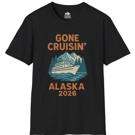 Gone Cruisin Alaska 2026 Retro Cruise Ship Nature Scenery Shirt T-Shirt – Black – Alaska Cruise Shirts