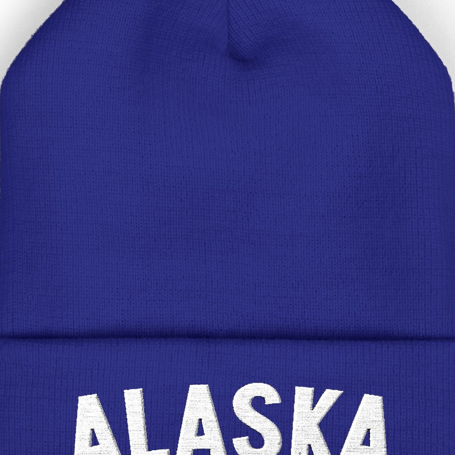Alaska Embroidered Cuffed Beanie T-Shirt – Royal – Alaska Cruise Shirts Close Up
