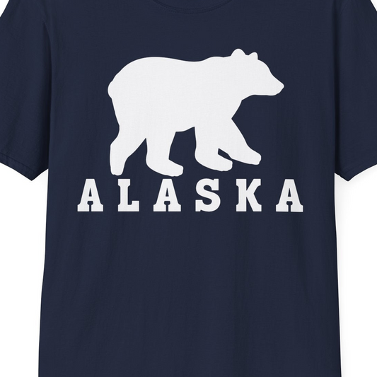 Alaska Bear Silhouette Shirt T-Shirt – Navy – Alaska Cruise Shirts Close Up
