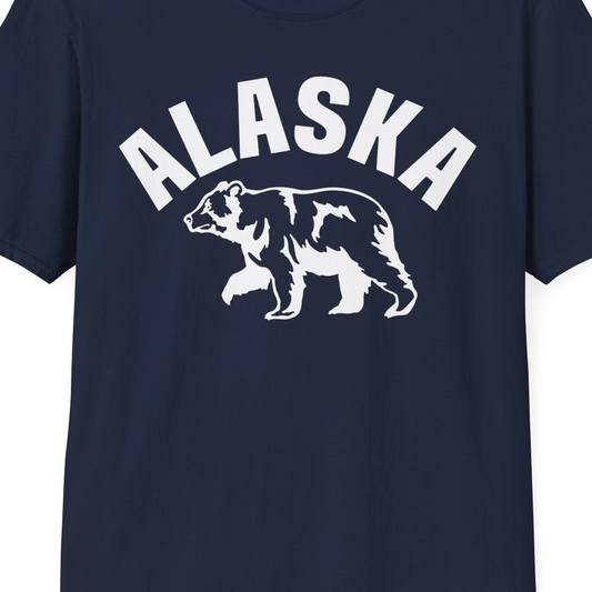 Alaska Bear Silhouette Wildlife Shirt T-Shirt – Navy – Alaska Cruise Shirts Close Up