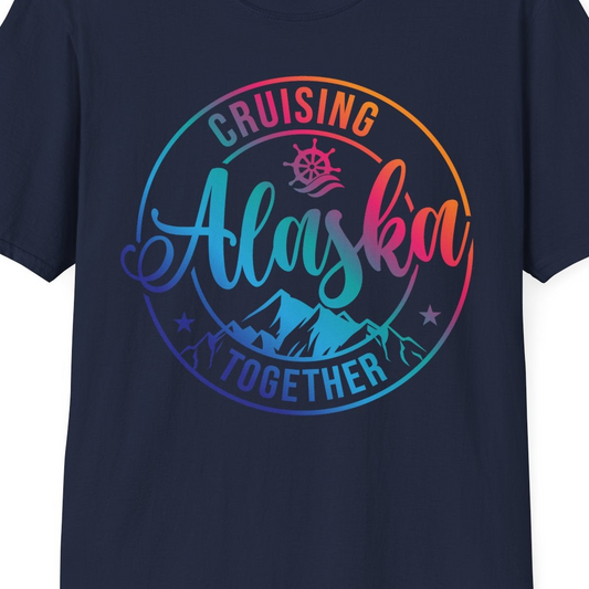 Cruising Alaska Together Shirt T-Shirt – Navy – Alaska Cruise Shirts Close Up