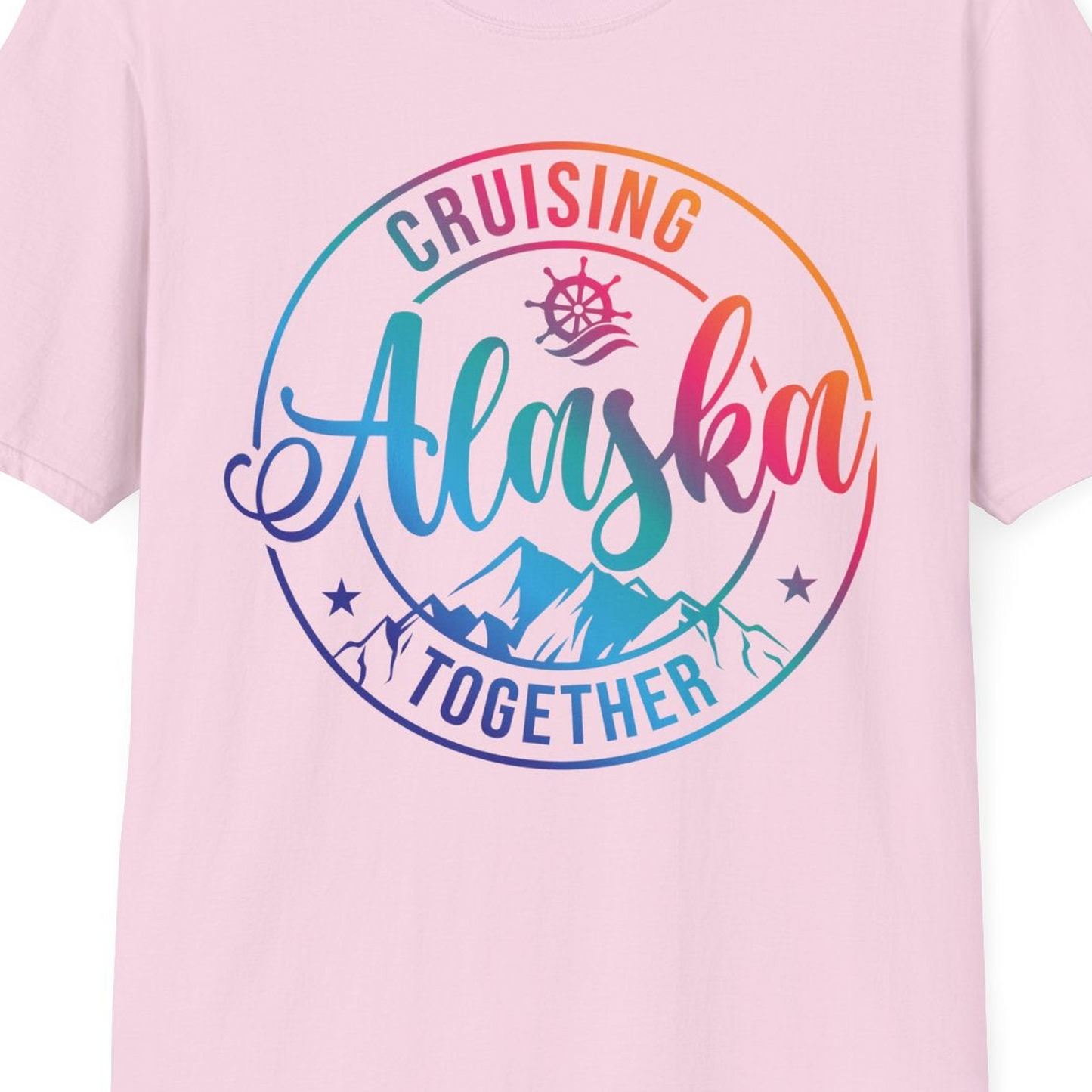 Cruising Alaska Together Shirt T-Shirt – Light Pink – Alaska Cruise Shirts Close Up