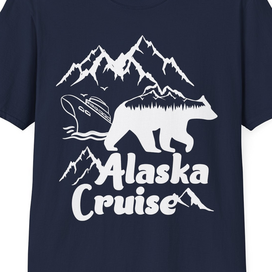 Alaska Cruise Shirt T-Shirt – Navy – Alaska Cruise Shirts Close Up