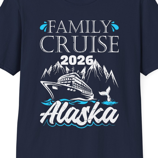 Alaska Family Cruise Shirt T-Shirt – Navy – Alaska Cruise Shirts Close Up