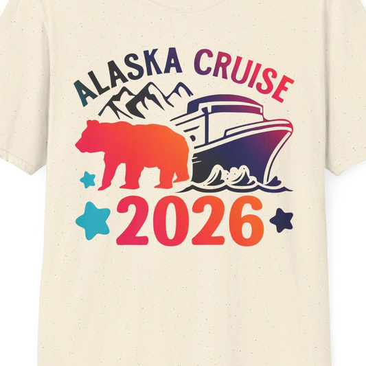 Alaska Cruise 2026 Shirt T-Shirt – Natural – Alaska Cruise Shirts Close Up