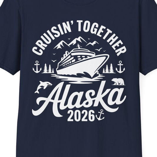 Alaska Cruise Adventure Shirt T-Shirt – Navy – Alaska Cruise Shirts Close Up