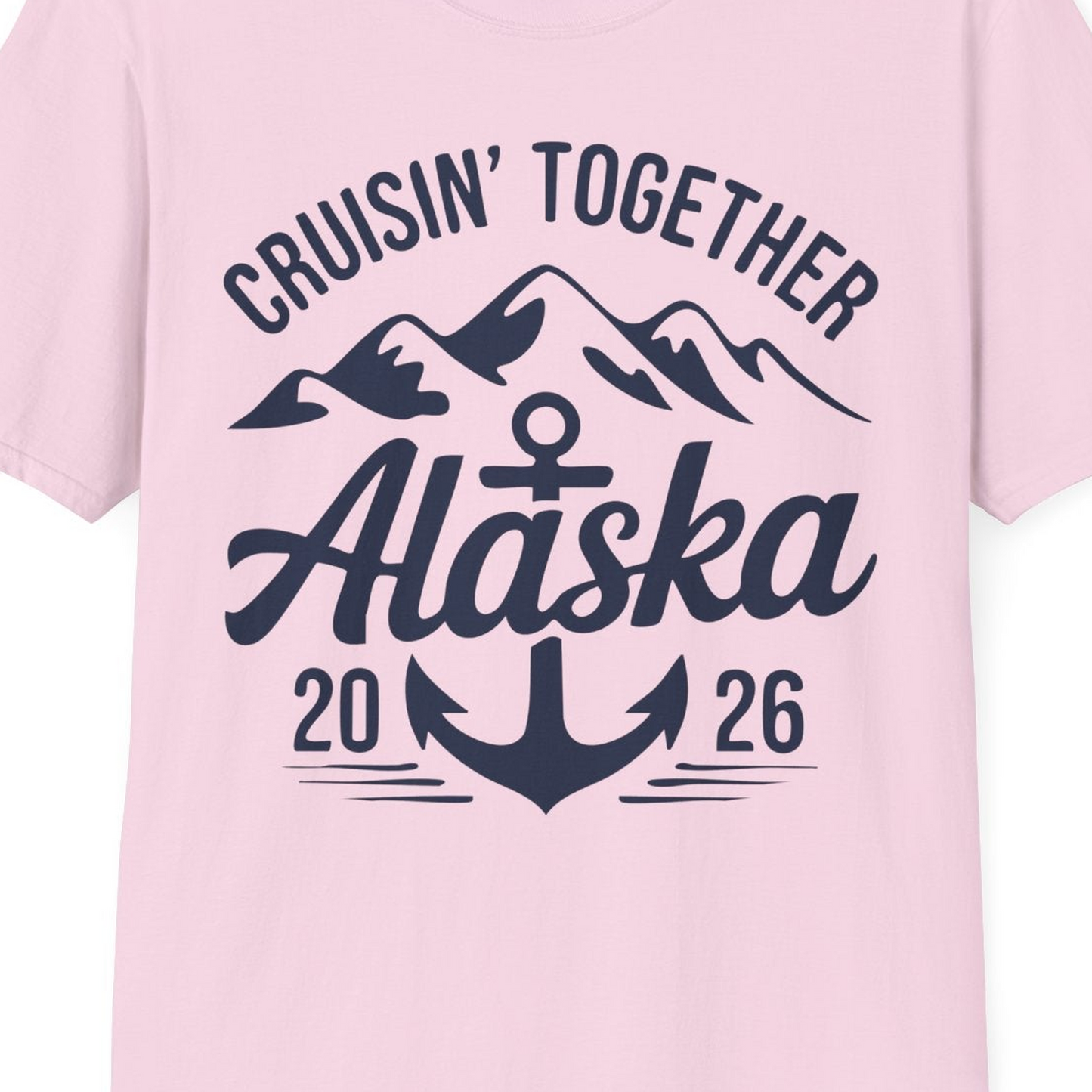 Alaska Cruise Shirt T-Shirt – Light Pink – Alaska Cruise Shirts Close Up