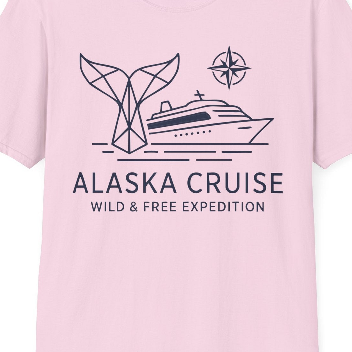 Alaska Cruise Shirt T-Shirt – Light Pink – Alaska Cruise Shirts Close Up