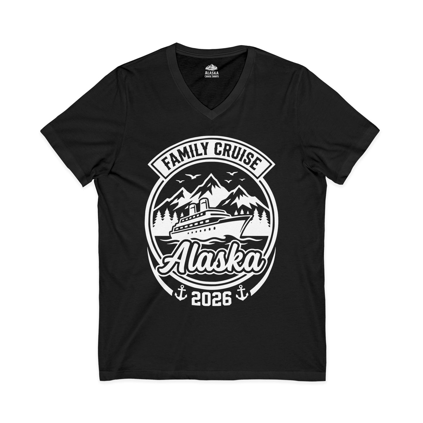 Alaska Family Cruise 2026 Scenic Mountains Group Vacation Shirt — V-Neck