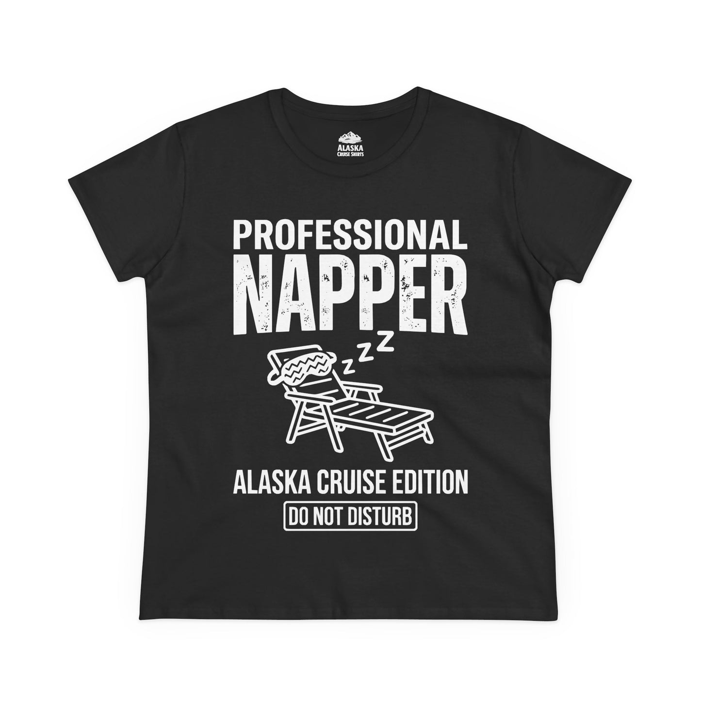 Professional Napper Alaska Cruise Edition Distressed Travel Tee — Ladies Tee