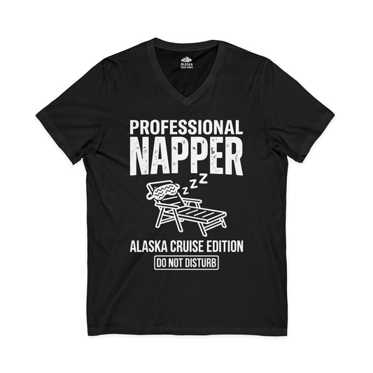 Professional Napper Alaska Cruise Edition Distressed Travel Tee — V-Neck
