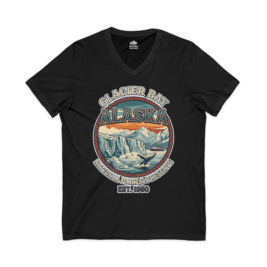 Glacier Bay Alaska National Park Vintage Nature Scene Shirt — V-Neck