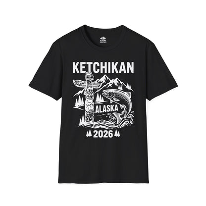 Ketchikan Alaska 2026 Totem Pole and Salmon Souvenir Shirt — T-Shirt