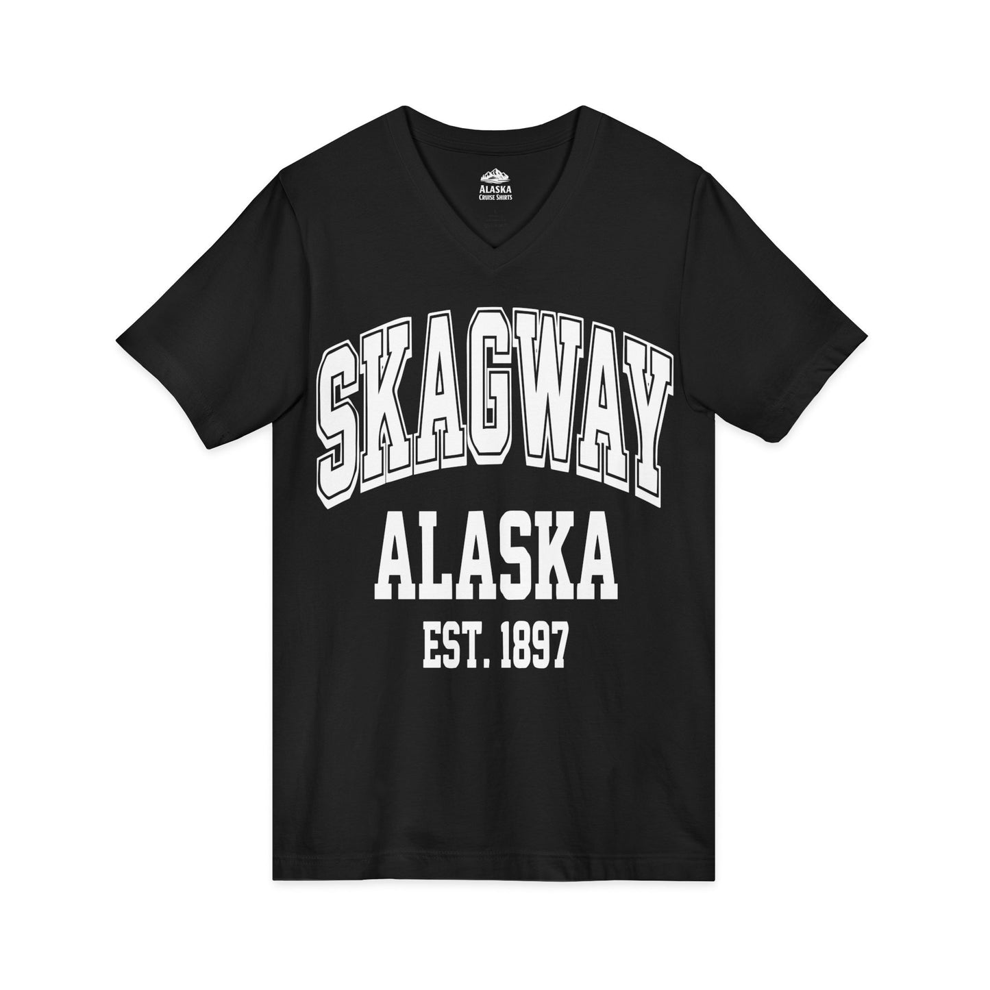 Skagway Alaska Est 1897 Vintage Collegiate Souvenir Shirt — V-Neck