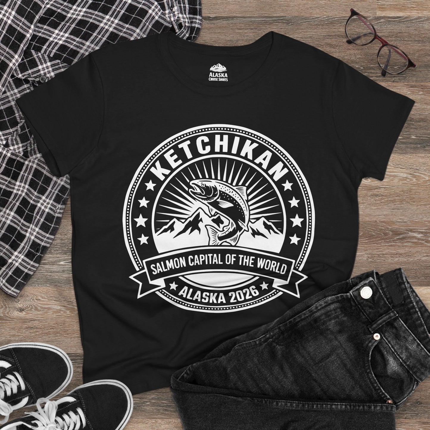 Ketchikan Alaska Salmon Capital Vintage T-Shirt for 2026 Travel — Ladies Tee