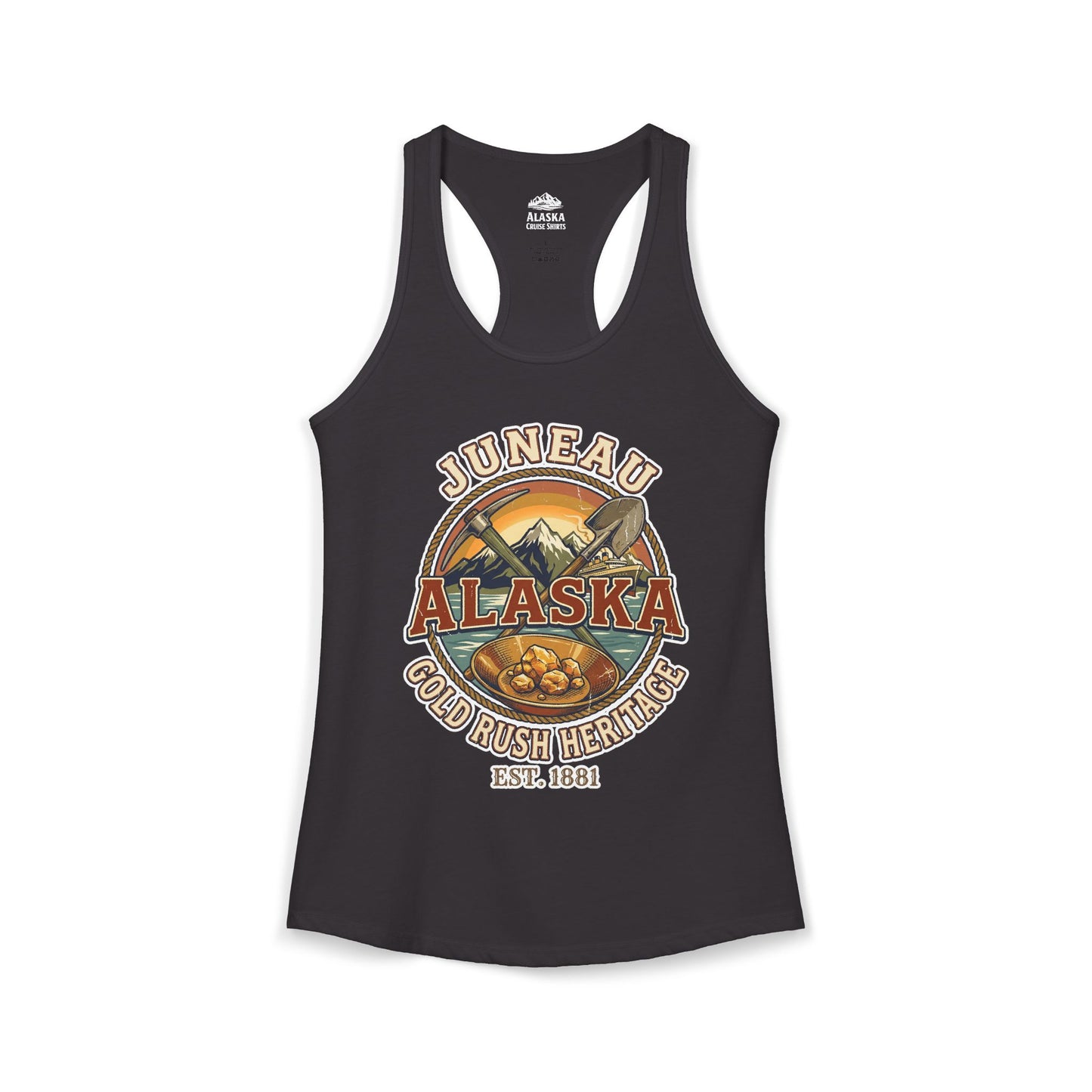 Juneau Alaska Gold Rush Heritage Vintage Travel T-Shirt — Ladies Tank
