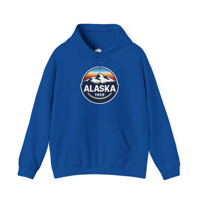 Alaska 1959 Retro Mountain Sunset Badge hoodie Vintage Statehood hoodie — Hoodie