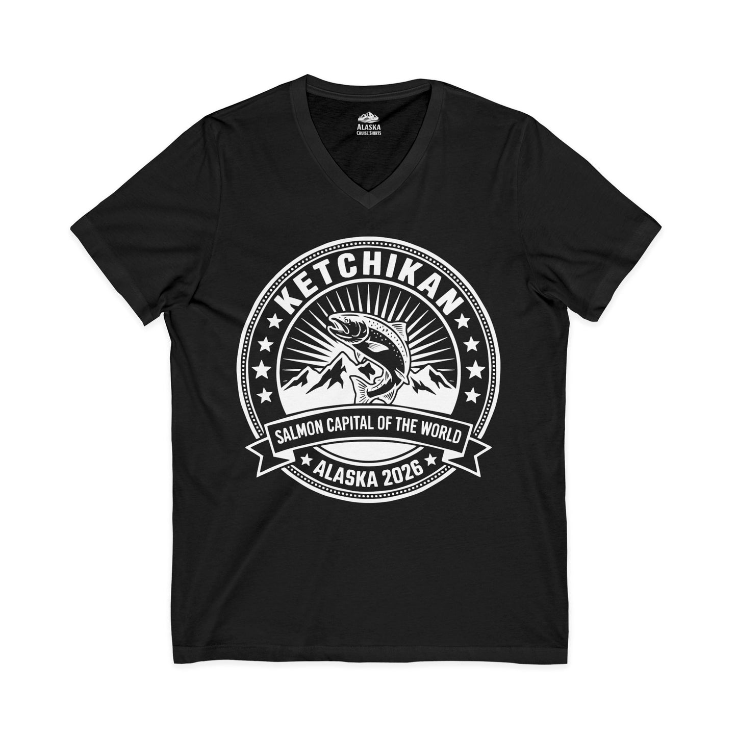 Ketchikan Alaska Salmon Capital Vintage T-Shirt for 2026 Travel — V-Neck