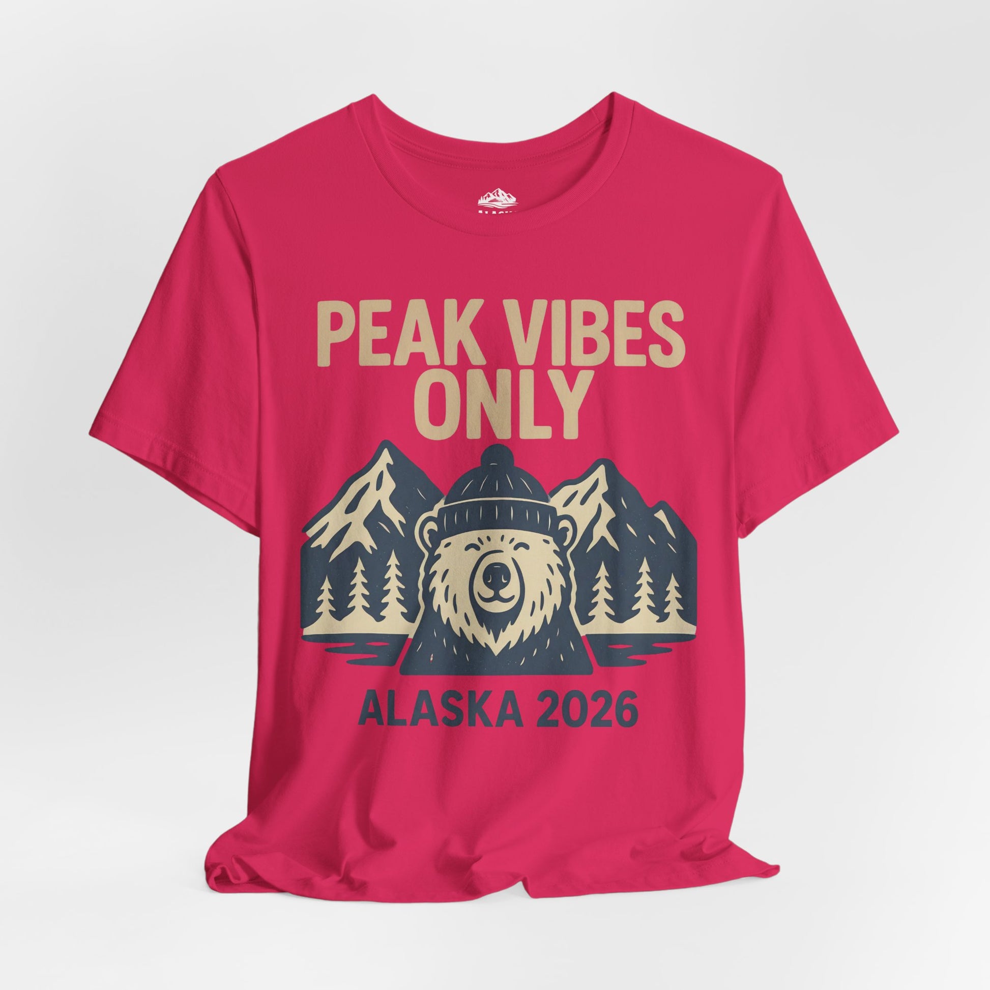 Alaska 2026 Mountain Adventure Bear - Peak Vibes Only T-Shirt Premium Tee - View 27 - Alaska Cruise Shirts