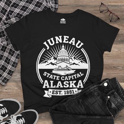 Juneau Alaska State Capital Vintage Cruise Souvenir Shirt — Ladies Tee
