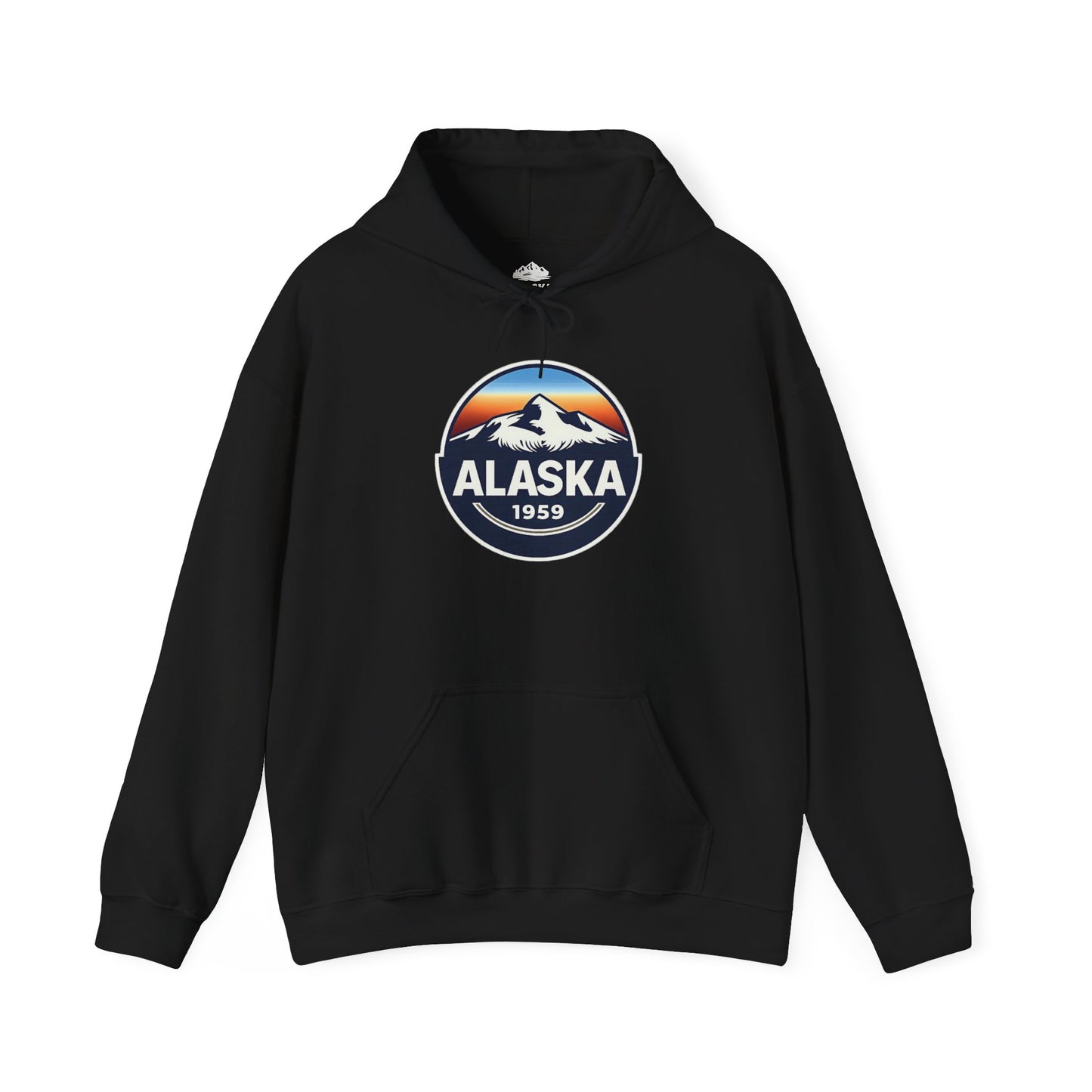 Alaska 1959 Retro Mountain Sunset Badge hoodie Vintage Statehood hoodie — Hoodie