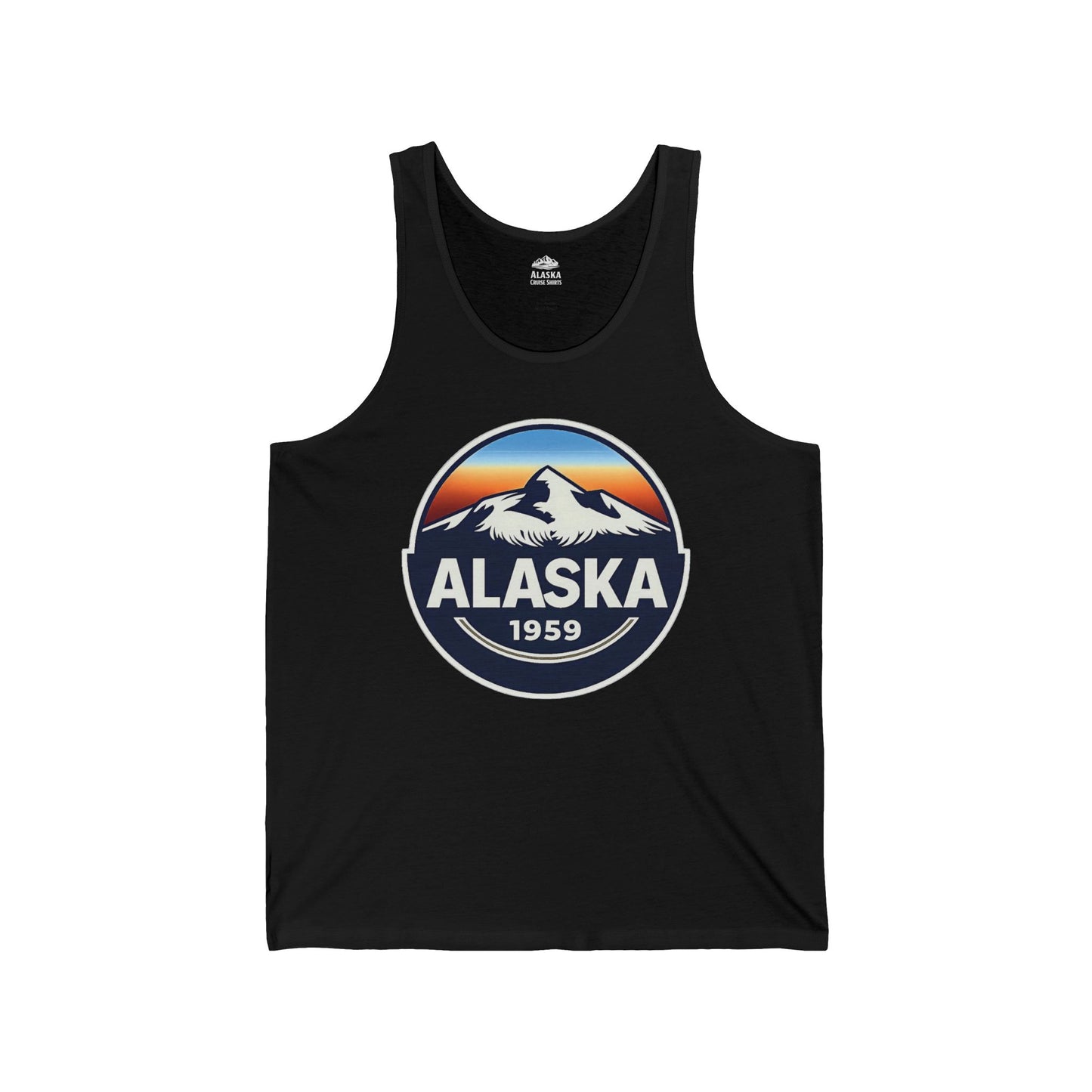 Alaska 1959 Retro Mountain Sunset Badge tank top Vintage Statehood tank top — Tank Top