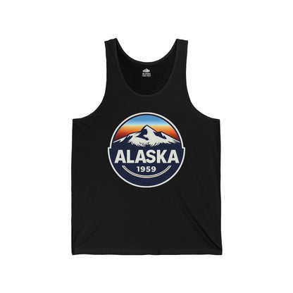 Alaska 1959 Retro Mountain Sunset Badge tank top Vintage Statehood tank top — Tank Top