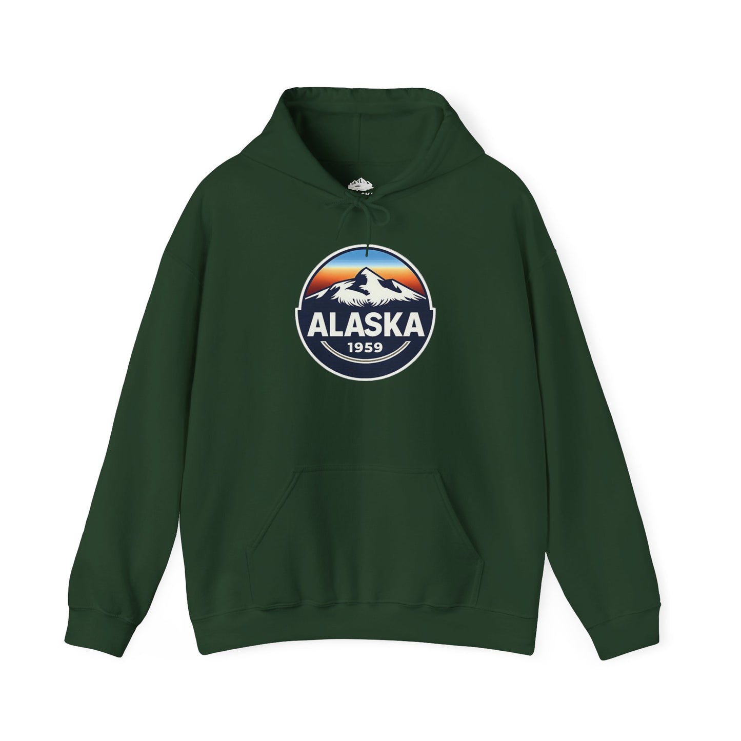 Alaska 1959 Retro Mountain Sunset Badge hoodie Vintage Statehood hoodie — Hoodie