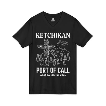Ketchikan Alaska Cruise Port of Call Totem Wildlife Adventure Shirt — V-Neck