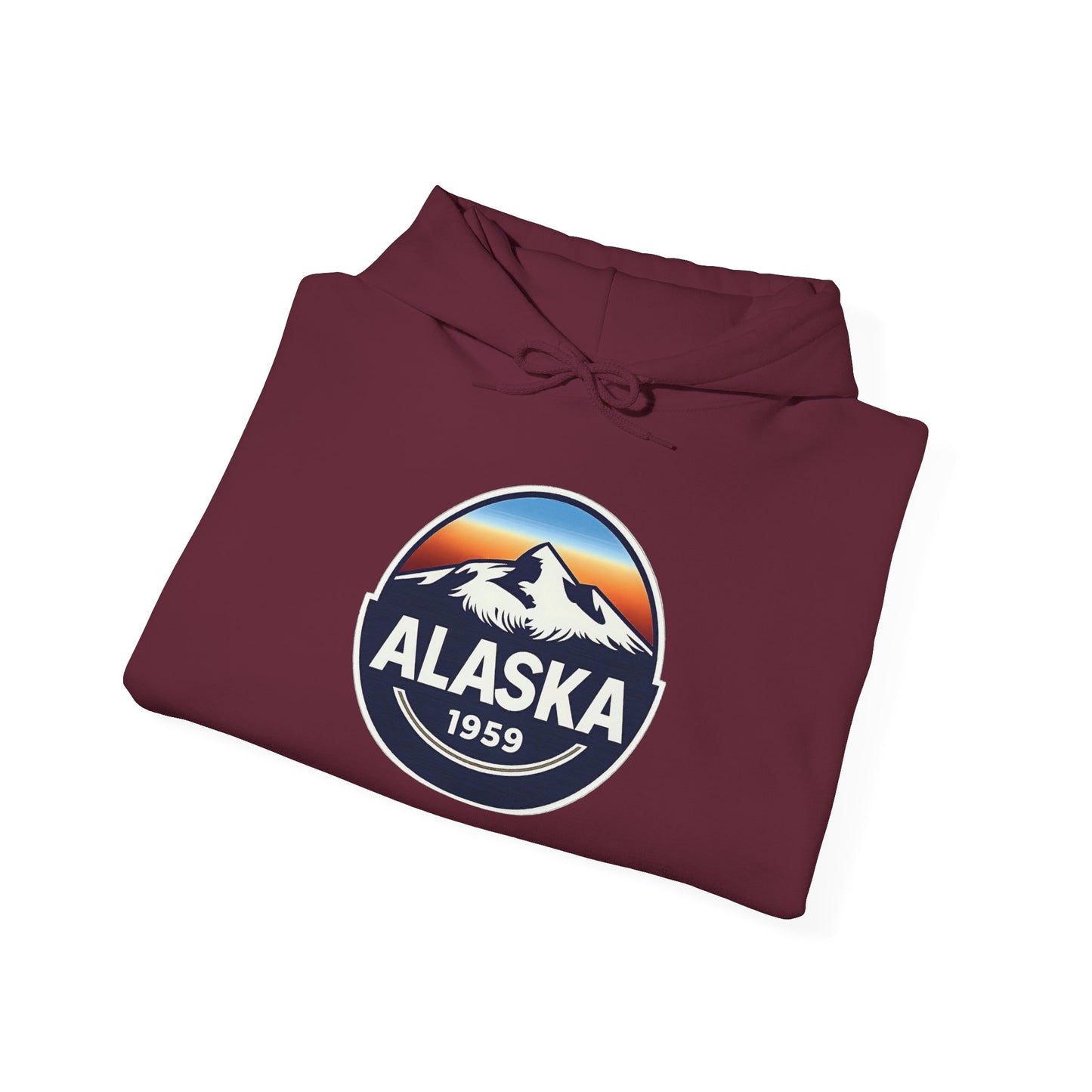 Alaska 1959 Retro Mountain Sunset Badge hoodie Vintage Statehood hoodie — Hoodie