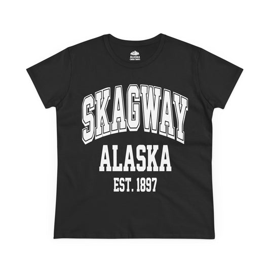Skagway Alaska Est 1897 Vintage Collegiate Souvenir Shirt — Ladies Tee