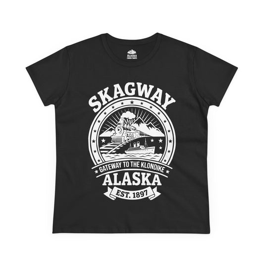 Vintage Skagway Alaska Gateway to the Klondike Souvenir Shirt — Ladies Tee